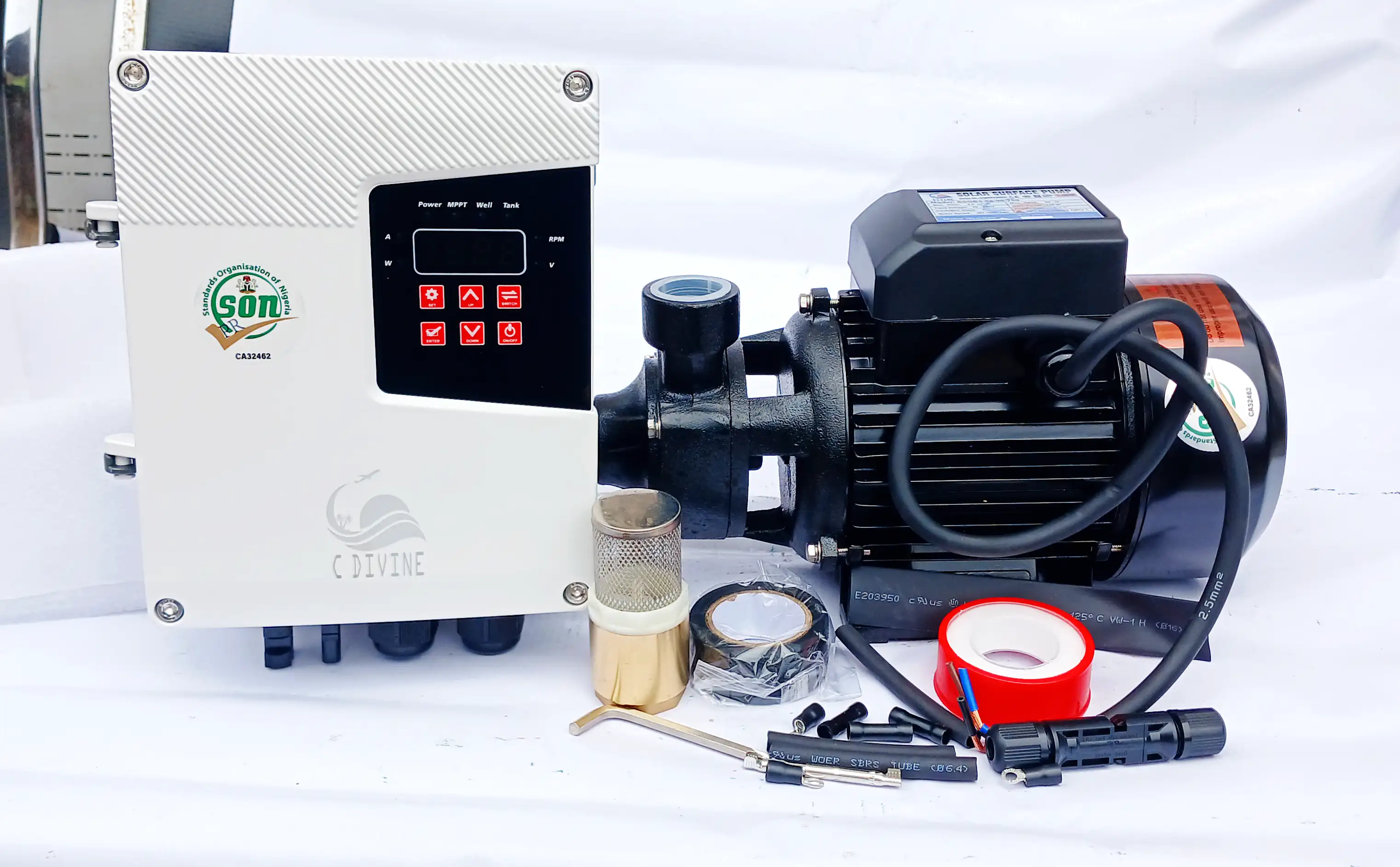 C.DIVINE Solar Surface Pump 1.0HP AC & DC With Complete Accessories