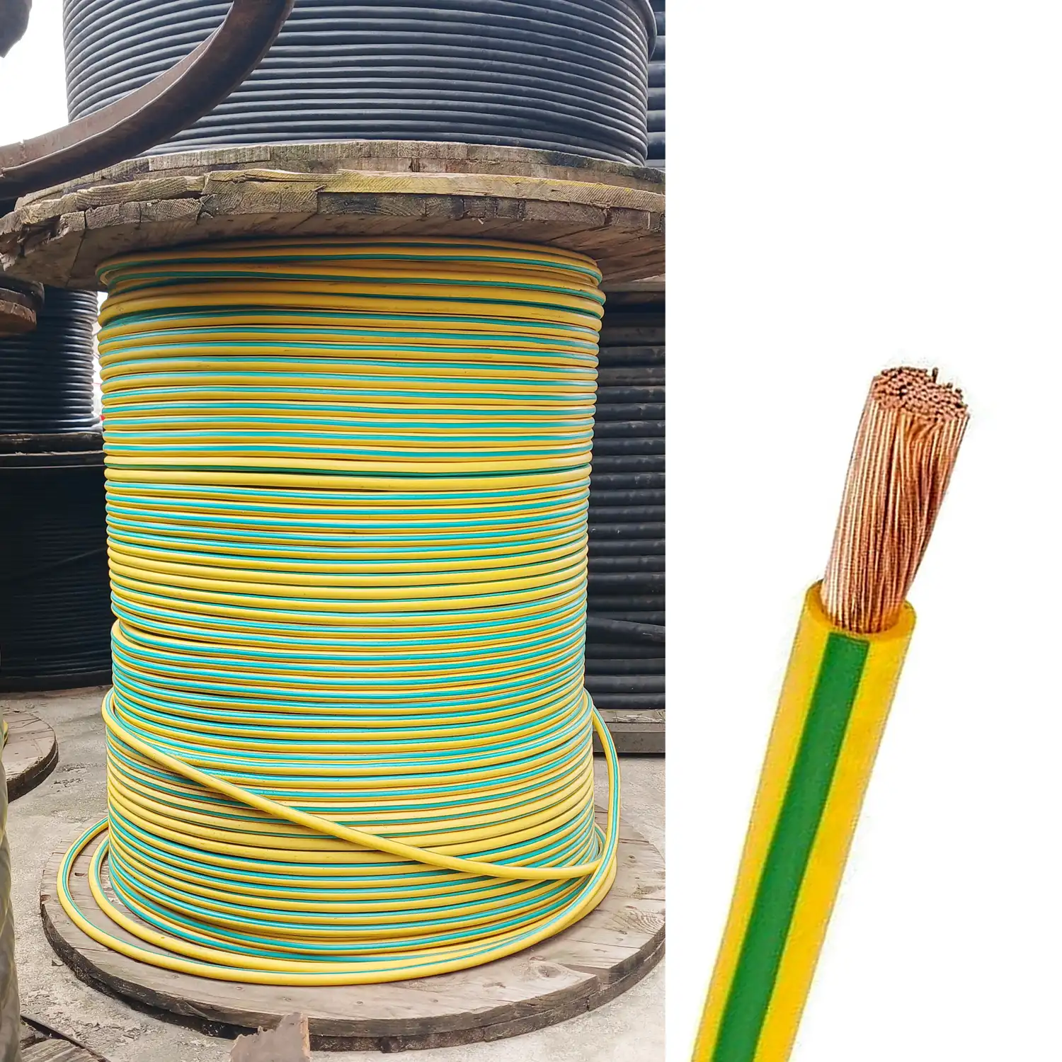 70mm² Single Core PVC Insulated Cable Earth Green Yellow - C.Divine