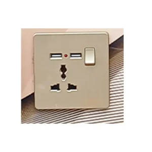 C Divine Pure Gold USB Socket with Neon 1Gang