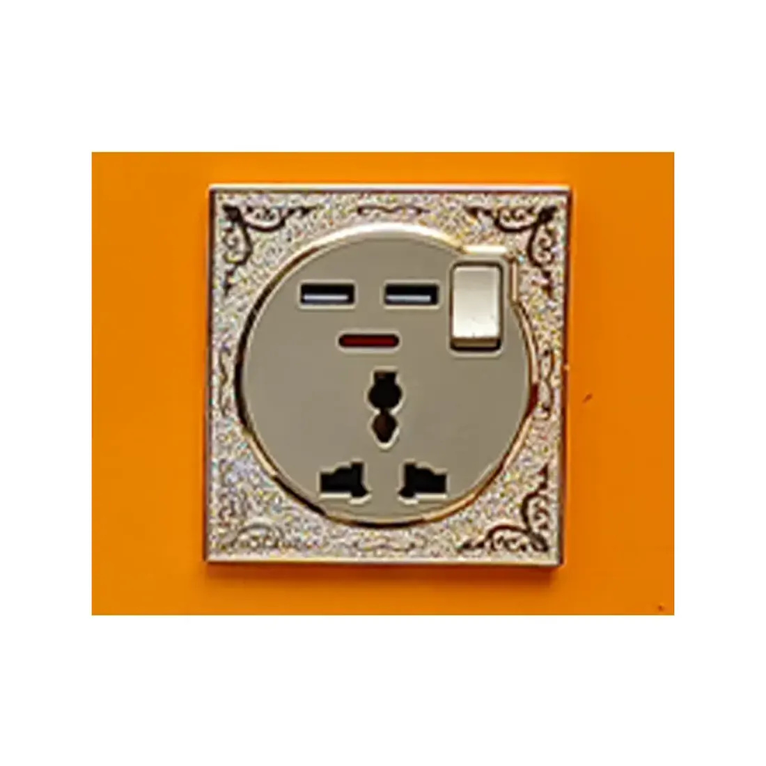 C Divine Queen Gold USB Socket with Neon 1Gang